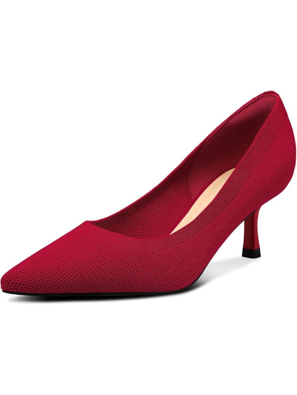 Women's Red Knitting Comfortable Perfect for Wedding pointed Toe Low Heel Pumps